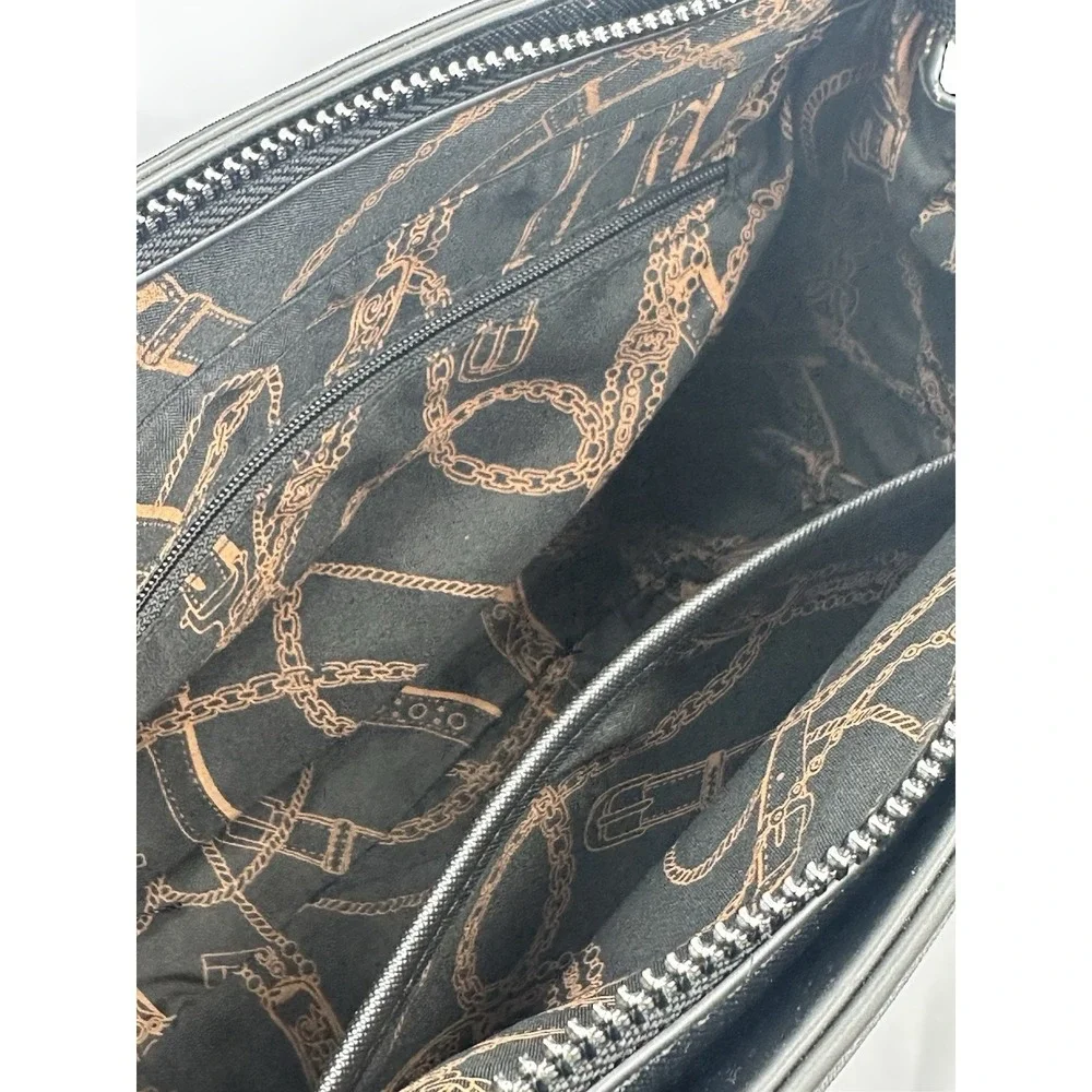 La Terre Vegan Leather Satchel Black Structured Handbag Crossbody Detached Strap